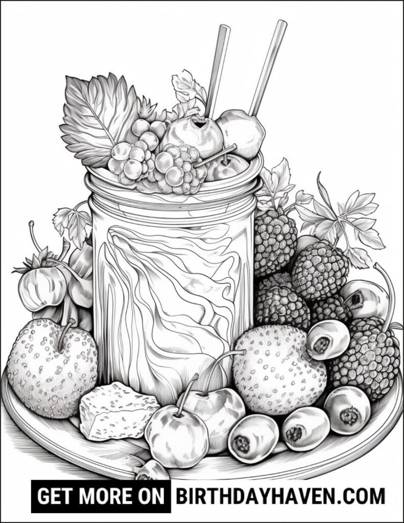 easy cute food coloring pages